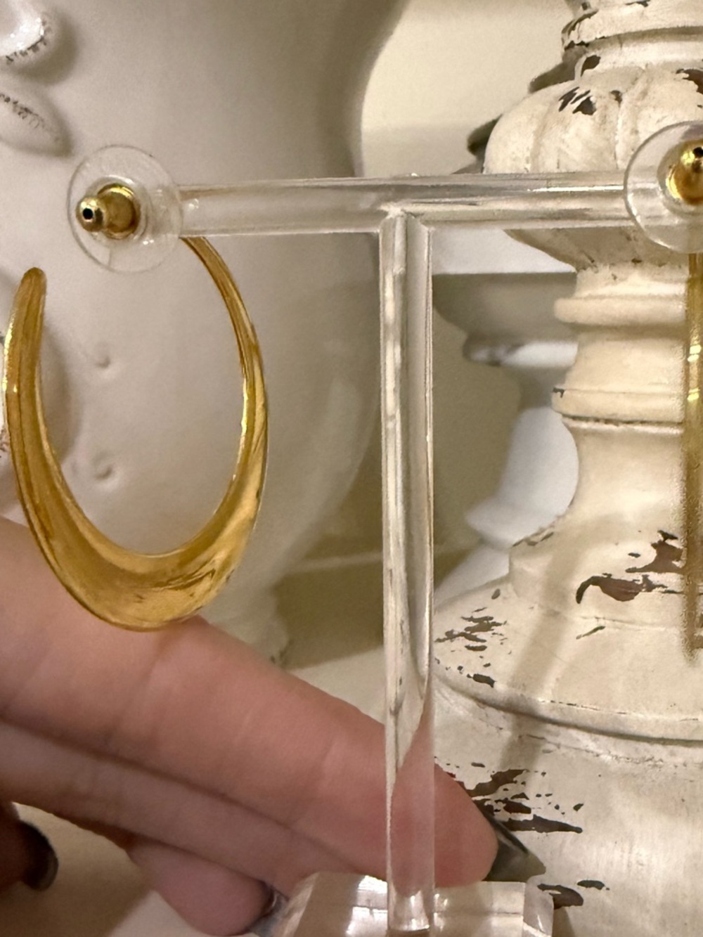 Monet Flat Moon Curve Hoops - Gold Tone - Picture 6 of 9